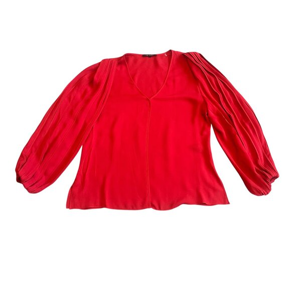 Kobi Halperin 100% Silk Red Long Sleeve Blouse Top Shirt Size Medium Women's - Picture 1 of 11